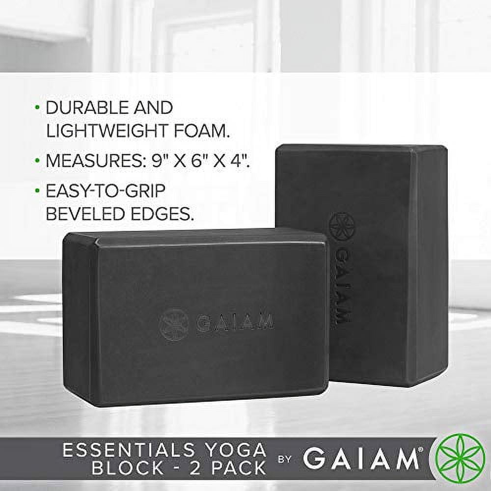Gaiam Essentials Yoga Block (Set Of 2) - Supportive Latex-Free Eva Foam Soft Non-Slip Surface For Yoga, Pilates, Meditation, Black Gaiam Essentials Yoga Block (Set Of 2) - Supportive Latex-Free Eva Foam Soft Non-Slip Surface For Yoga, Pilates, Meditation, Black