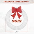 thumbnail image 3 of Large White Lighted Holiday Wreath with Red Bow, Indoor/Outdoor Use Pre-Lit Christmas Wreath w/ 175 LED Lights & Remote Control & Timer - 36 Inches, 3 of 10