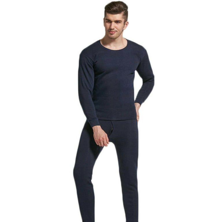 Men Seamless Elastic Warm Velvet Inner Wear Thermals Underwear Pajama Set  for Home M
