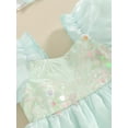 thumbnail image 6 of Bagilaanoe Newborn Baby Girl Summer Rompers Dress Sequins Short Sleeve Bodysuits + Headband 3M 6M 12M 18M Infant Patchwork A-line Dresses, 6 of 9