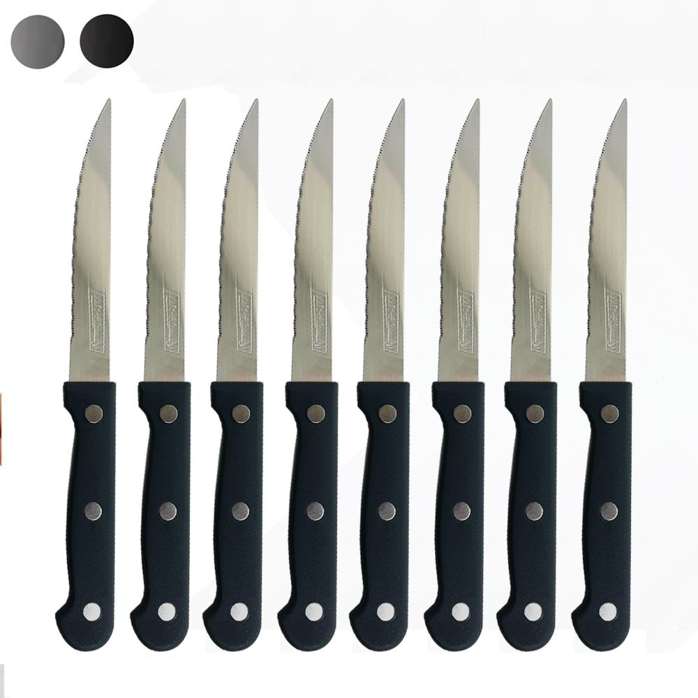 Amorston Steak Knives, Steak Knives Set of 8, Stainless Steel Steak Knife  Set, Serrated Steak Knives Dishwasher Safe, Elegant Black