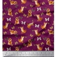 thumbnail image 1 of Soimoi Pink Cotton Poplin Fabric Insect & Cat Animal Print Sewing Fabric BTY 42 Inch Wide, 1 of 3