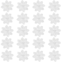 20Pcs White Embroidery Flowers Sew On Patches 3D 2 Layers 8-Petal Lace Flower with Imitation Pearl Lace Embroidered Appliques for Wedding Bridal Dress Embellishment DIY Sewing Crafts DIY