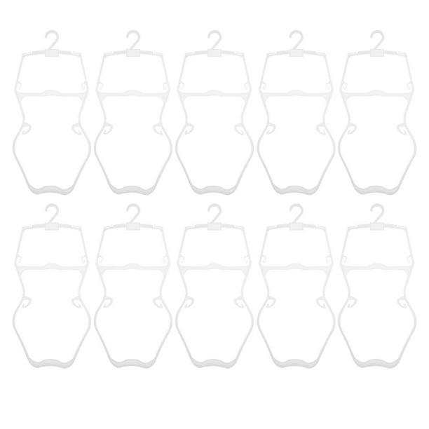 10 perchas de plástico para niños, perchas para ropa de bebé, trajes de baño, perchas para bebés, niños pequeños, color blanco