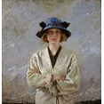 thumbnail image 2 of Orpen, Sir William 20x21 Black Ornate Wood Framed with Double Matting Museum Art Print Titled - Girl In a Blue Hat, 2 of 4