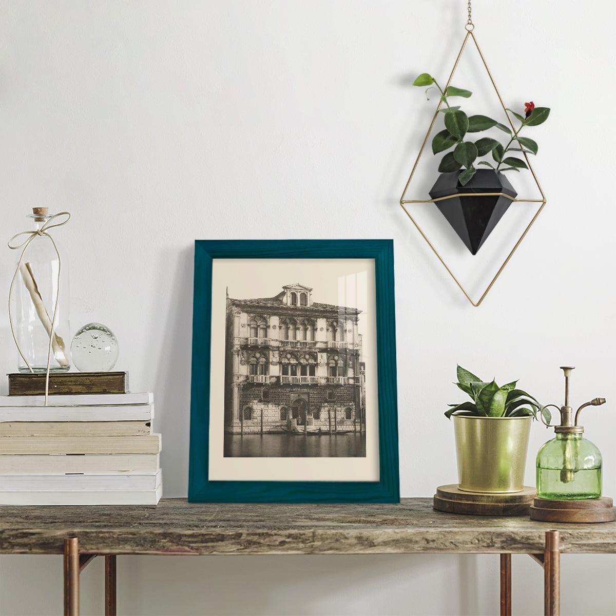 Vintage Views of Venice II - Framed Print w/glass - Ocean Blue