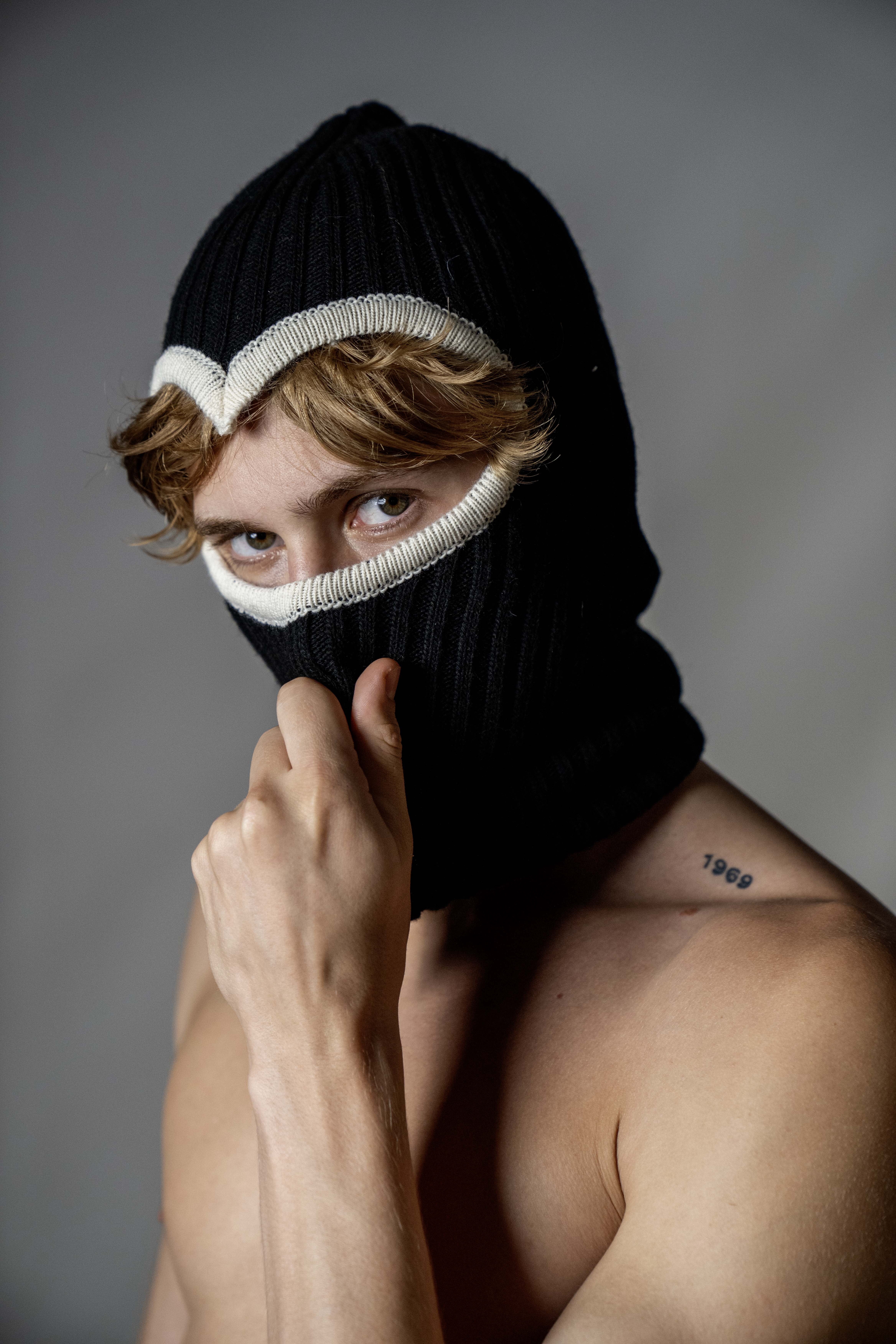 Heart shaped balaclava ski mask beanie cap hat designer style mask for winter and motor bike handmade with love