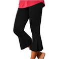 thumbnail image 3 of Horkkom Flare Leggings for Women Solid Color Elastic Waist Capri Leggings Casual Workout Yoga Pants L, 3 of 7