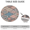 thumbnail image 6 of 【Boho Floral Print & Elastic Edge】Colorful Fitted Tablecloth Round for Kitchen Patio Picnic Buffet Party, Stretchable Table Cover Fits 52 to 56 Inch Diameter Round Tables, Machine Washable, 6 of 7