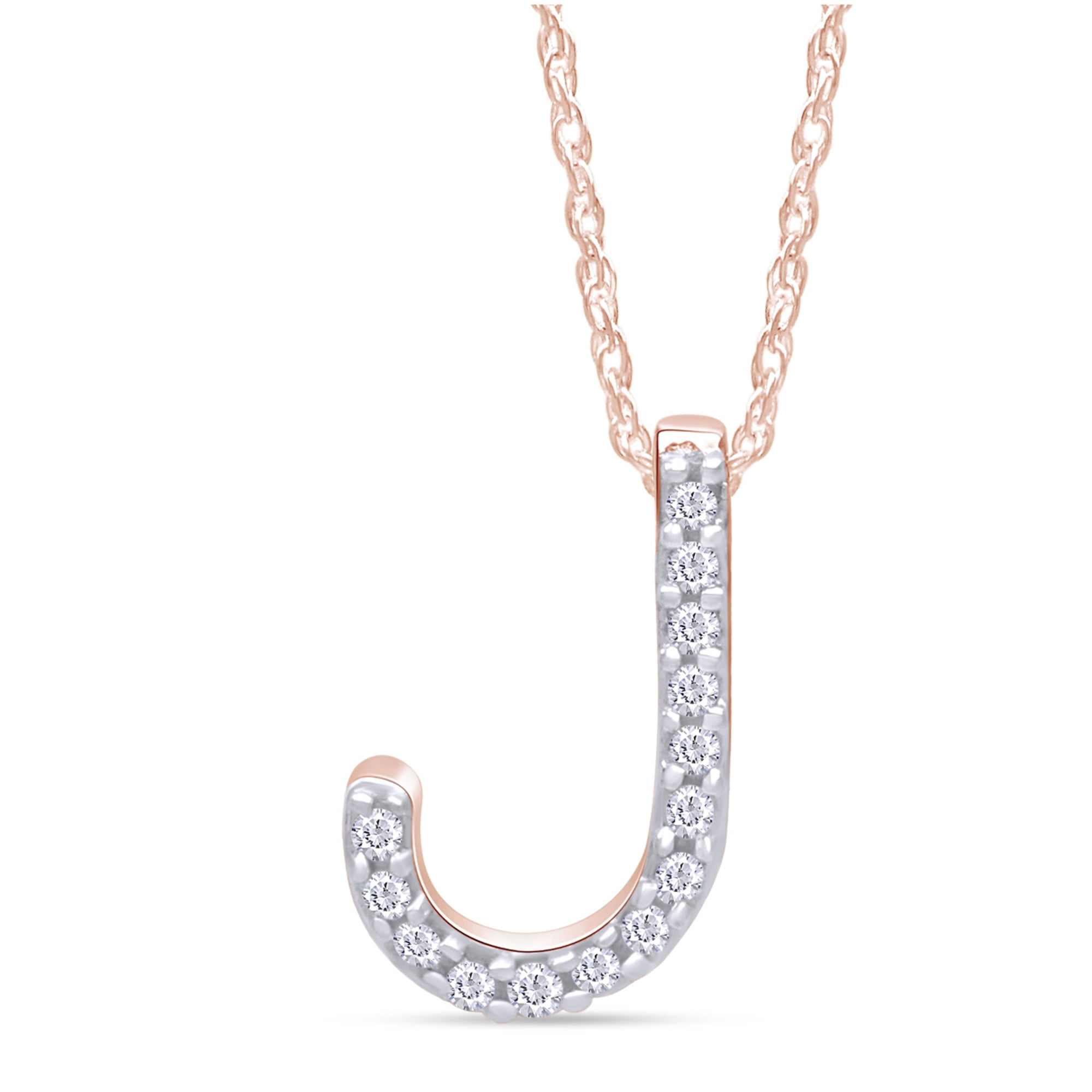 Yours Truly Diamond Accent J Initial Necklace in Sterling Silver