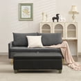 thumbnail image 7 of Foredo Rectangle Ottoman with Storage, Modern Faux Leather Bench with Solid Wood Legs, Ottoman for Living Room, Bedroom and Entryway, Black, 7 of 7