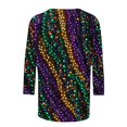thumbnail image 5 of Penkiiy 2024 Blouse Mardi Gras Tops pour Femmes T-Shirt Quotidien Manches 3/4 Blouse Imprimé Masque Haut Carnaval Col Rond Chemise Décontractée S Multicolore, 5 of 5