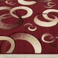 thumbnail image 4 of Allstar Red Woven Hand Carved Contemporary. Modern Circles Area Rug (3' 9" x 5' 1"), 4 of 7