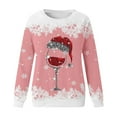 thumbnail image 4 of WEAIXIMIUNG Chandails en Molleton Grande Taille pour Femmes Mode Hiver Décontracté Rouge Verre Flocon de Neige Imprimé de Noël Col Rond Manches Longues Sweat à Capuche, 4 of 4