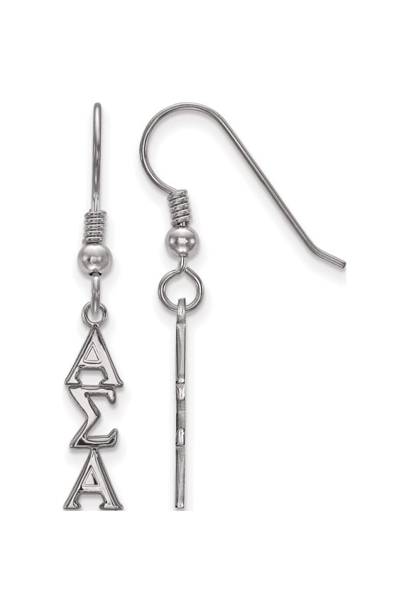 Sterling Silver Rh-Plated Logoart Alpha Sigma Small Dangle Earrings (37 X 5) Made In United States ss026asi