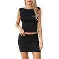 thumbnail image 3 of Yunliwuli Women's 2 Piece Summer Outfits Sleeveless Cropped Tank Tops Mini Bodycon Skirt Set, 3 of 10
