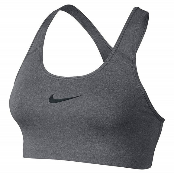 Women's Nike Swoosh Sports Bra, Sports Bra for Women with Compression & Medium Support, Carbon Heather/Anthracite/Black, XS