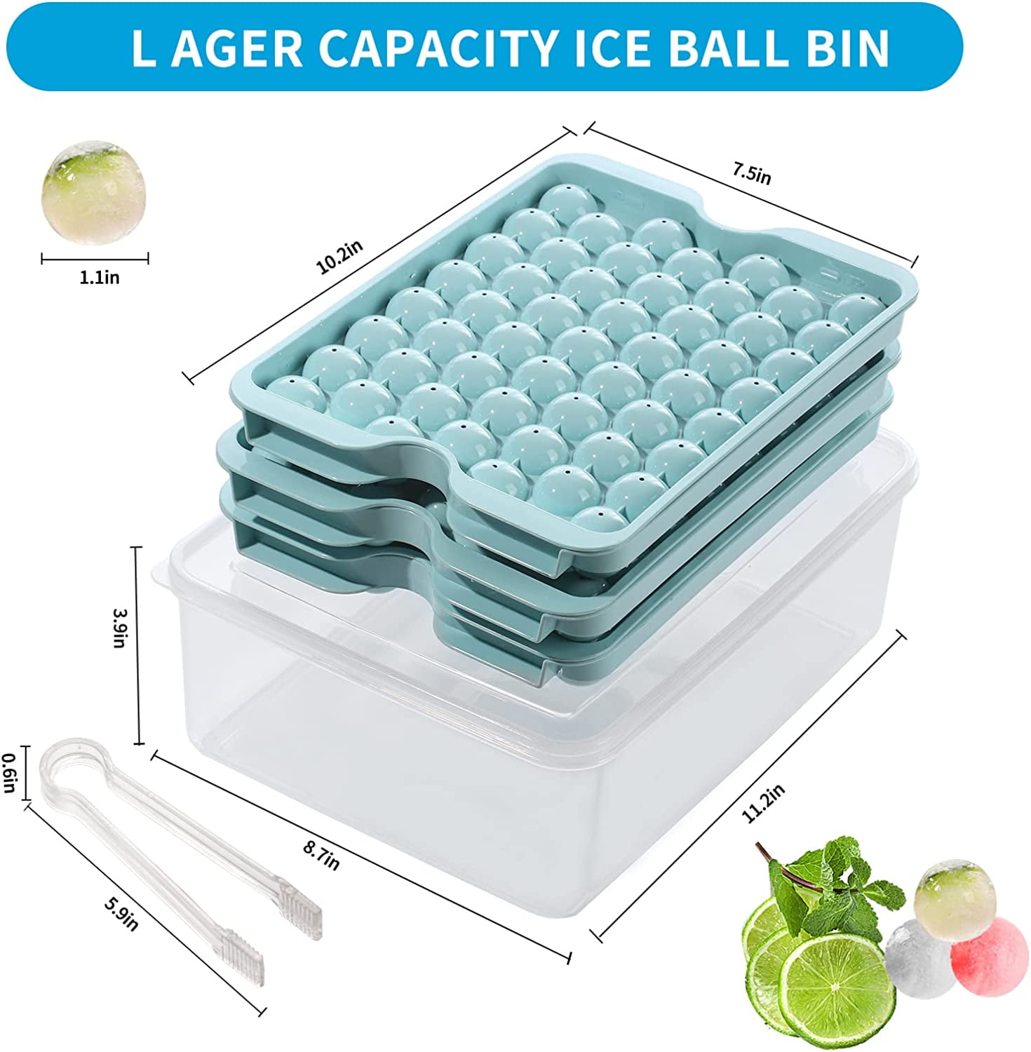Round Ice Cube Tray with Lid and Bin,159PCS Sphere Ice Cube Mold for Freezer BPA Free Circle Ice Cube Trays for Making Ice Chilling Cocktail Whiskey Coffee