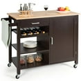 thumbnail image 1 of Costway 4-Tier Wood Kitchen Island Trolley Cart Storage Cabinet w/ Wine Rack & Drawer, 1 of 9