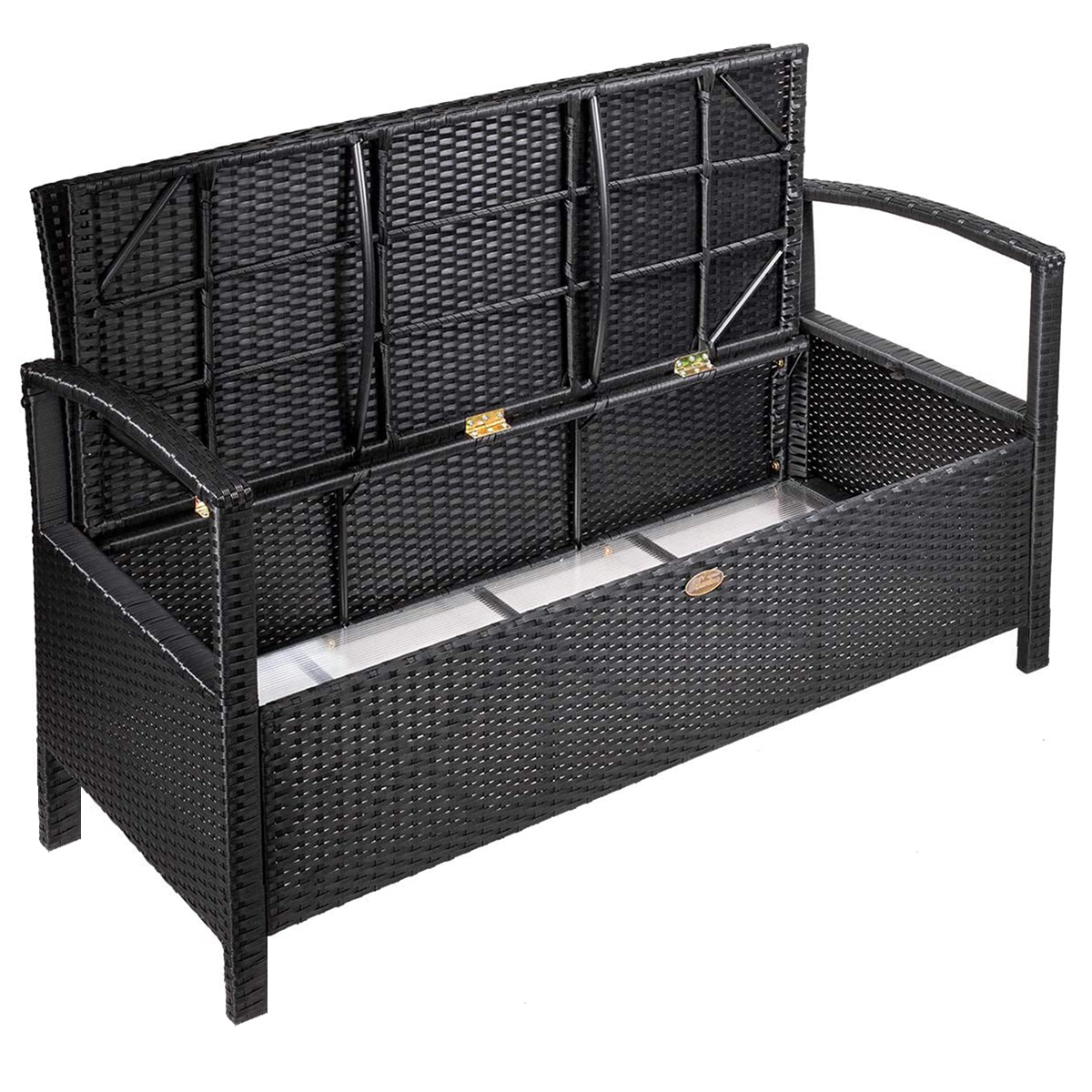 Barton Outdoor All-Weather Storage Bench Thick Seat Cushion w/ Backrest Patio Deck Box Wicker - image 4 of 7