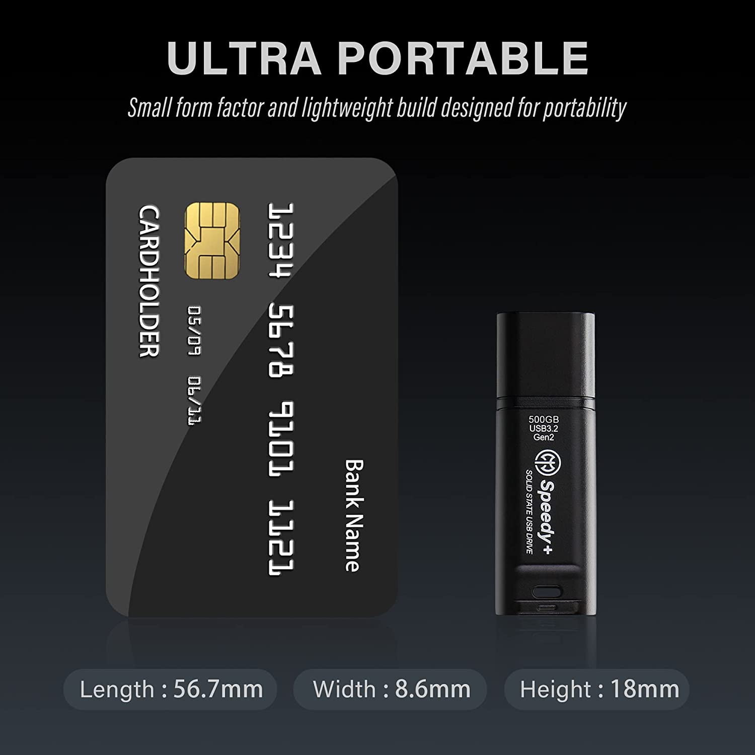 AXE MEMORY Portable SSD 500GB Solid State USB Drive, USB Gen2 UASP  Optimal Speeds Up to 600MB/s Read, 500MB/s Write Speedy+