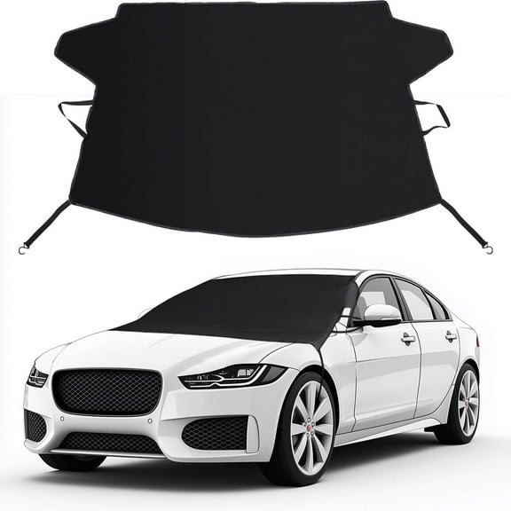 GoXteam Windshield Cover for Ice and Snow, Car Windshield Snow Cover Winter Ice Sunshade Protector, Universal Fit SUV Auto Car Cover Snow Water Proof UV Dust Resistant, 75 Inches Wide