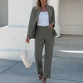 thumbnail image 6 of ZQUUVOU 2 Piece Outfits for Women Blazer Jackets Straight Leg Pants Suits Set Dressy Business Casual Outfits with Pocket Lining Gray, 6 of 8