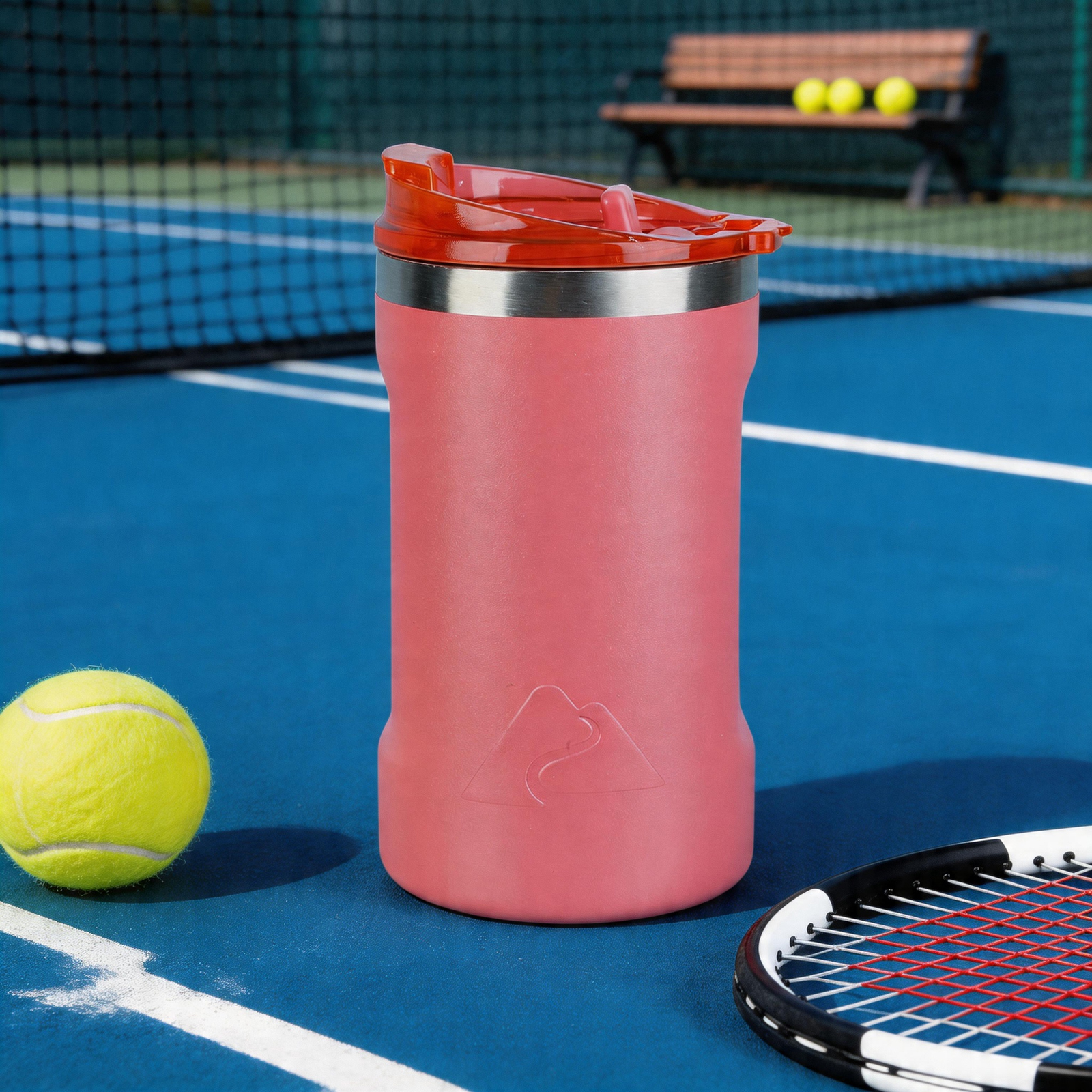 Vaso de acero inoxidable de 16 oz con revestimiento cerámico y tapa 2 en 1, coral 8