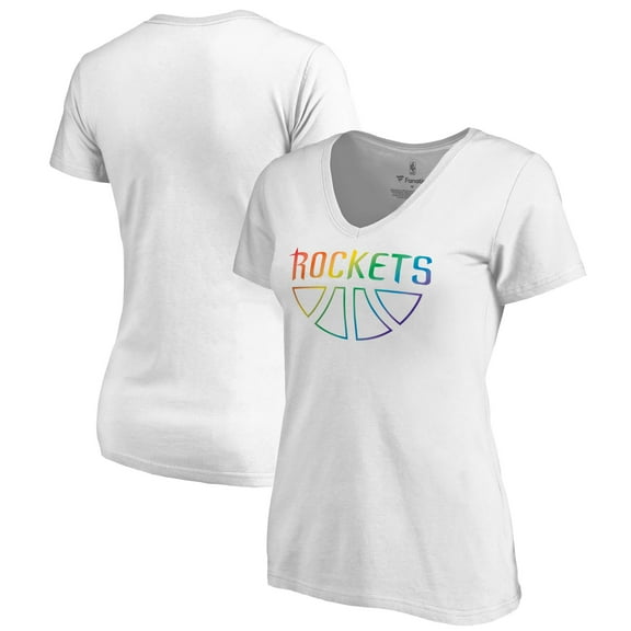 Women's White Houston Rockets Team Pride Wordmark V-Neck T-Shirt