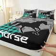 thumbnail image 3 of Manfei Farm Horse Queen Sheet Sets 4 Pieces, Black Cyan Plaid Flat Sheet, Animal Theme Queen Fitted Sheet, Super Cozy Room Decor, 3 of 7