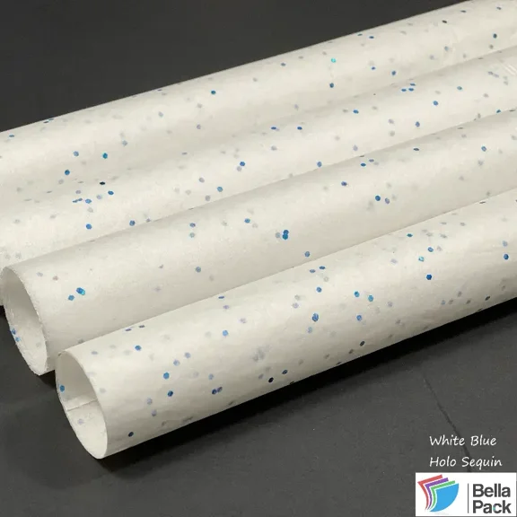 White With Blue Holo Gemstone Tissue Paper 20x20" 24 sheets/Pack