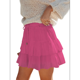 thumbnail image 2 of Falda Pantalón Estilo Bohemio con Volantes y para Mujer, Estilo Informal, de Cintura Alta, Color Rojo Rosa, Talla M, 2 of 9