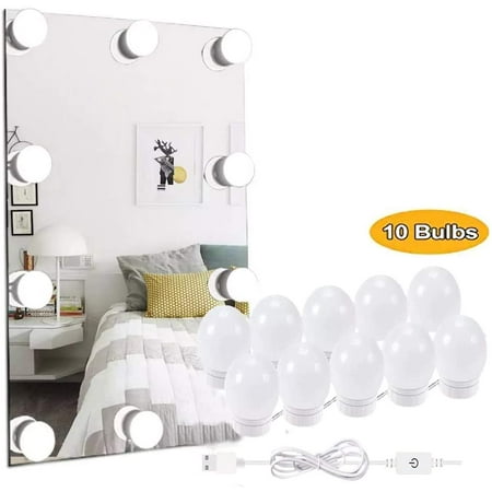 

LED Vanity Mirror Lights Make Up Light for Mirror Dimmable Brightness 10LED Light Bulbs Lighting Fixture Strip for Vanity Table Mirror