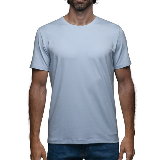 Playera Cuello Redondo Para Hombre De Algodón Pima y Tela Spandex Unbranded Co Crew Neck Light Blue M