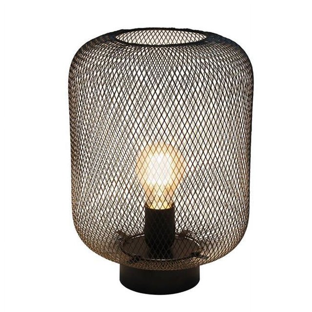 Simple Designs Black Metal Mesh Industrial Table Lamp