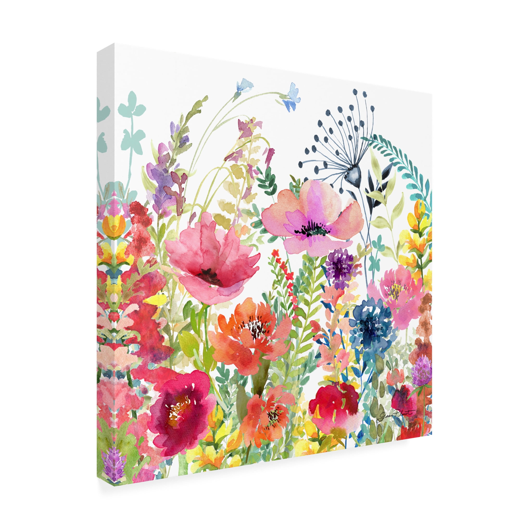 Canvas Wall Art - Jean Plout 'Whimsical Wildflowers C' Wall Art for Living Room, Bedroom, or Office Décor by Trademark Fine Art - 35 x 35 Inches