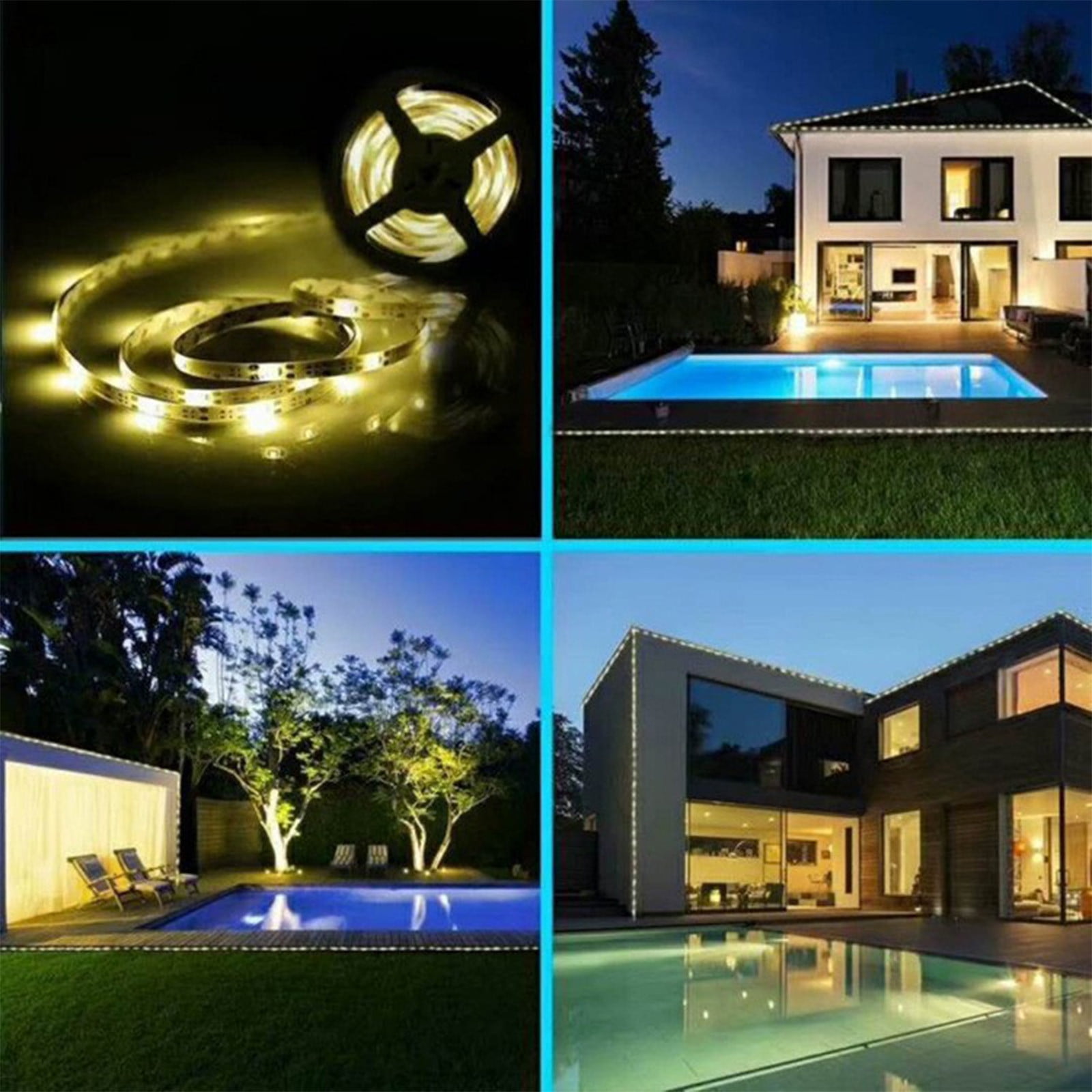 Bixock Solar Lights Outdoor Waterproof, Solar LED Strip Lights Outdoor Warm White Solar Powered Flexible Tape Lights Cuttable IP65 LED Lights For Balcony Garden Stairs Decor