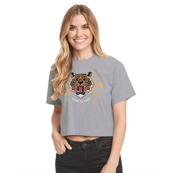 Mickey & Friends - Spirit of the Tiger - Juniors Cropped Cotton Blend T-Shirt