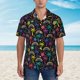 thumbnail image 2 of Fotbe Colorful Palms Camisa Hawaiana para Hombre Unisex – Camisa Casual de Verano con Botones de Manga Corta de Algodón y Lino,XX-Large, 2 of 7