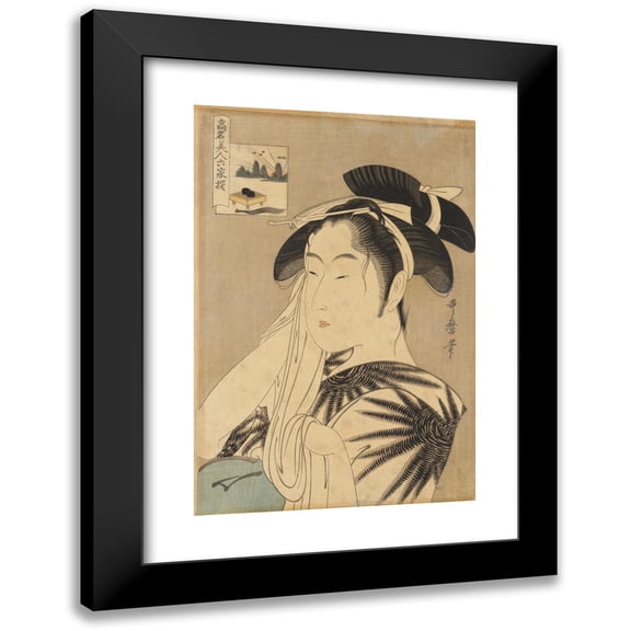 Kitagawa Utamaro 11x14 Black Modern Framed Museum Art Print Titled - The Widow of Asahiya (Between 1795 and 1796)