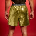 thumbnail image 7 of RYDCOT Mens Metallic Shorts 5" Shiny Holographic Disco Shorts Outfit Sparkly Rave Hot Summer Thin Breathable Shorts Gold, 7 of 7