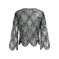 thumbnail image 7 of YEAHDOR Womens Hollow Lace Cardigan Long Sleeve Sequins Bolero Shrug Casual Shawl Silver One Size, 7 of 7