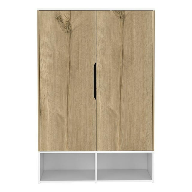 TUHOME Rosie Armoire - Light Oak-White -Material Engineered Wood