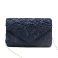 thumbnail image 6 of Women Evening Party Wedding Envelope Bag Lace Purse Handbags Clutch Bag Messenger Bag SILVER, 6 of 8
