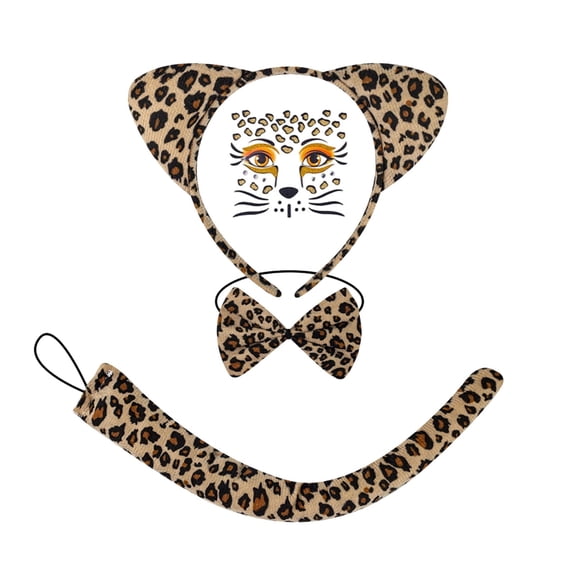SJLDQY Carnival Unisex Boys Girls Leopard Dress Up Fashion Hairband Accessories Outfits Party Stage Performance Clothes Set