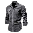 thumbnail image 1 of Mikilon Chemise Blouse Décontractée pour Homme en Velours Côtelé de Coton à Manches Longues, Coupe Ajustée, Col Rabattu, 1 of 2