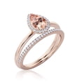 thumbnail image 3 of Beautiful Art Deco 1.75 Carat Pear Cut Affordable Morganite And Diamond Moissanite Engagement Ring, Classic Wedding Ring, One Matching Band in 10k Solid Rose Gold,Promise Ring, Anniversery Ring, 3 of 3