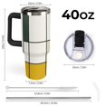 thumbnail image 2 of 40 oz Insulated Tumbler with Handle, Leak-Proof Straw Lid, Stainless Steel Travel Mug for Car & Road Trips - Art Style Line Color, 2 of 6