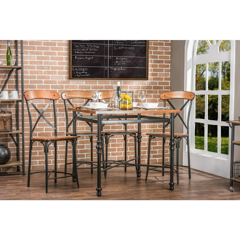 Baxton Studio Broxburn Light Brown Wood & Metal 5-Piece Pub Set Baxton Studio Broxburn Light Brown Wood & Metal 5-Piece Pub Set