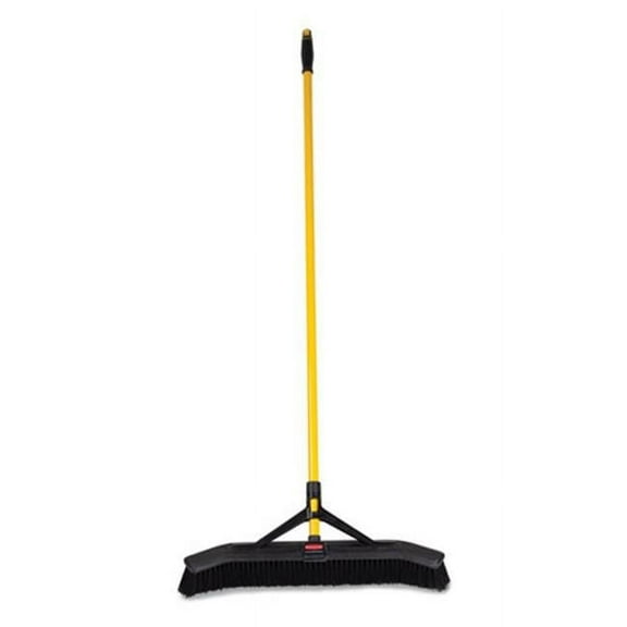 24 in. Maximizer Push-to-Center Polypropylene Bristles Broom, Yellow & Black